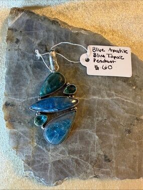 Blue Apatite and Blue Topaz Multi-Stone Pendant Sterling Silver